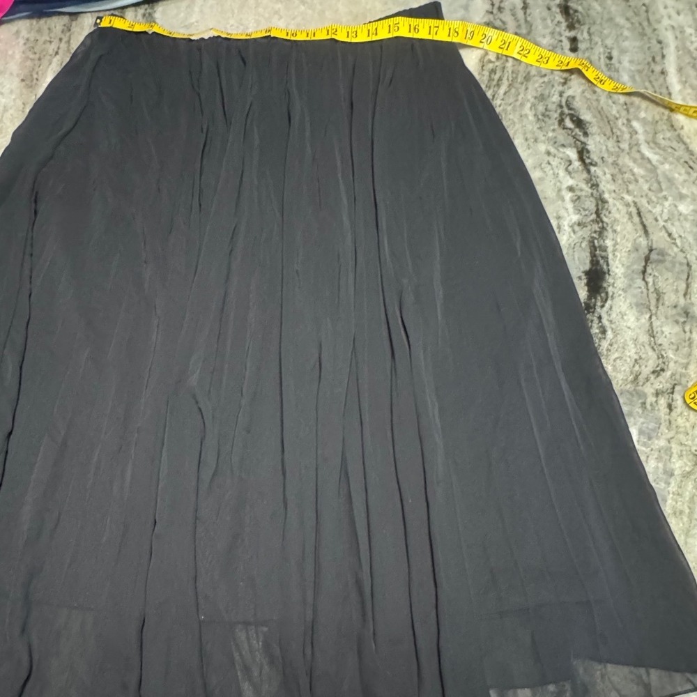 Vince Camuto Skirt Womens XXL Chiffon Pleated Midi Black Elastic Waist Flowy - Picture 3 of 6